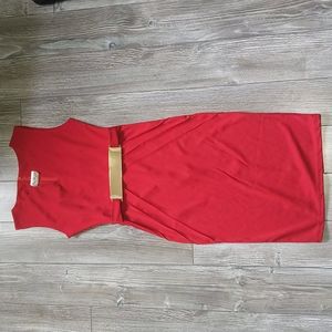 NWT Red Sleeveless Bodycon Belted Midi Dress